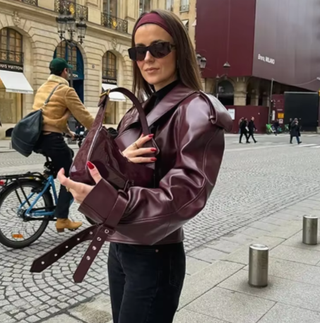 Diane - Long lapel leather Jacket