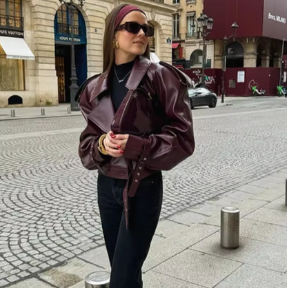 Diane - Long lapel leather Jacket